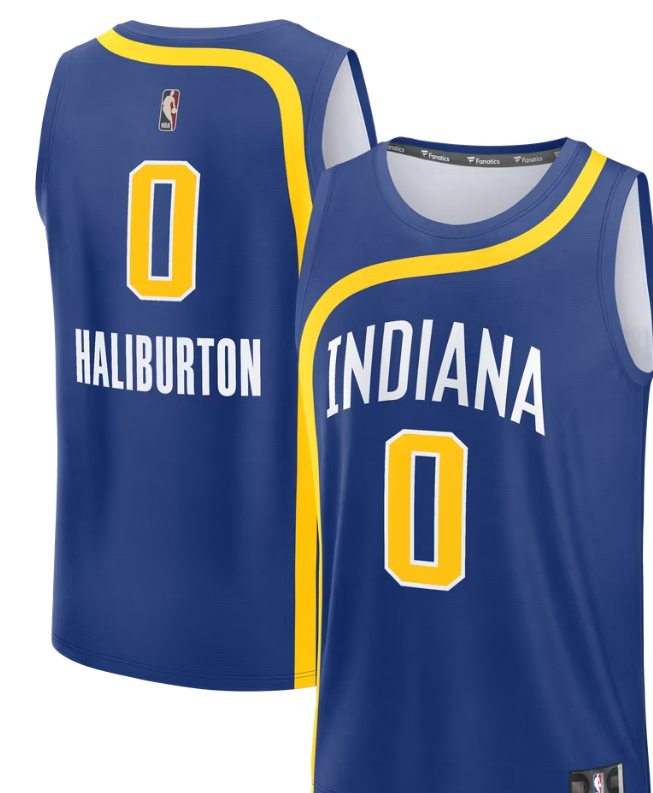 Tyrese Haliburton #0 Indiana Pacers Fanatics Fast Break Classic Edition jersey in royal, front and back
