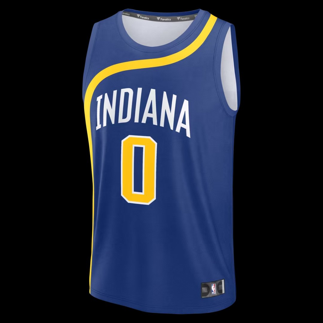 Front of the royal Indiana Pacers Classic Edition Fast Break jersey with INDIANA 0