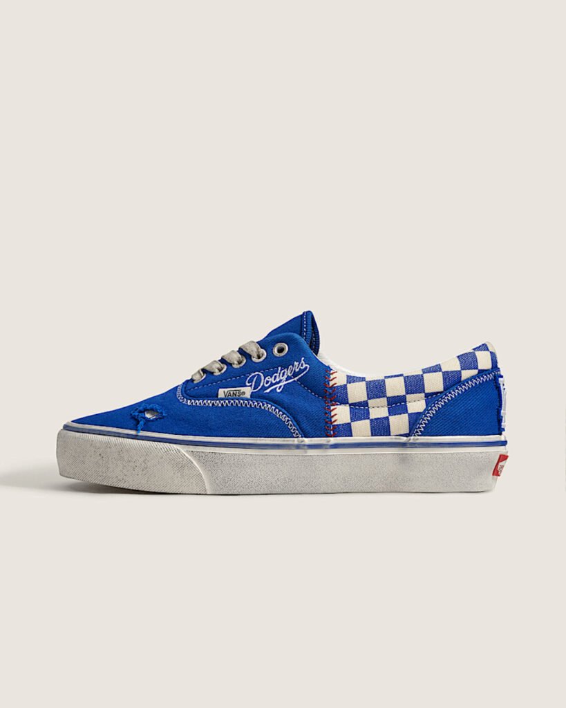 Vans Era Los Angeles Dodgers side profile with Dodgers script and checkerboard panel
