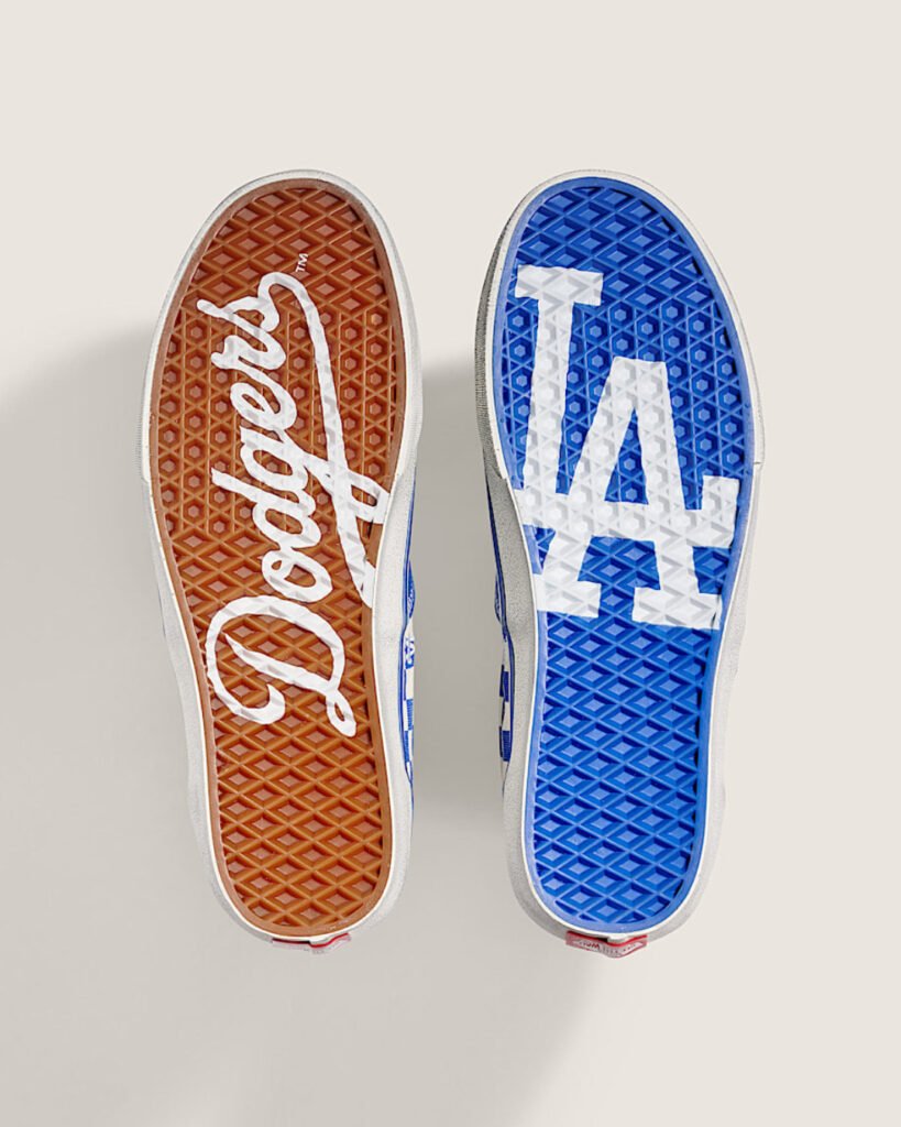 Vans Era Dodgers outsoles with Dodgers script and LA logo