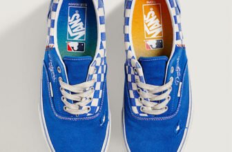 Vans x MLB Los Angeles Dodgers Era sneakers top-down pair in Dodger blue with checkerboard panels