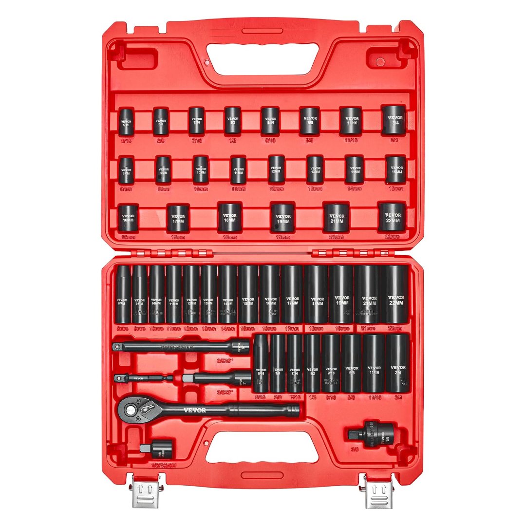 VEVOR 3/8 inch drive 50-piece impact socket set