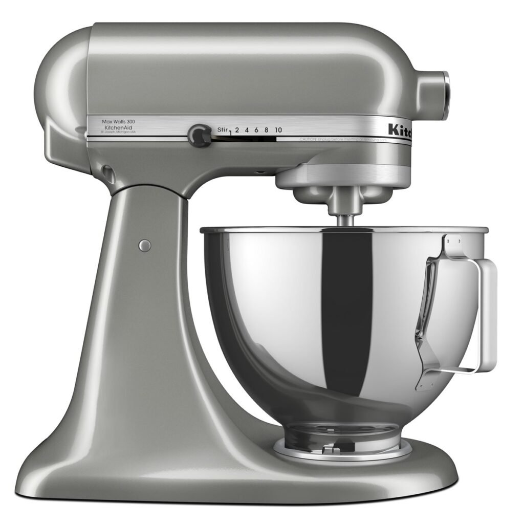 KitchenAid Deluxe 4.5-qt tilt-head stand mixer in Contour Silver