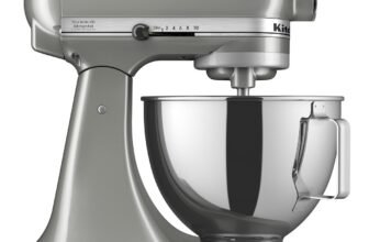KitchenAid Deluxe 4.5-qt tilt-head stand mixer in Contour Silver