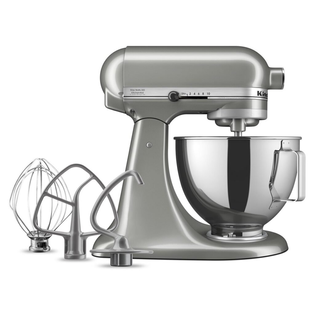 KitchenAid Deluxe 4.5-qt tilt-head stand mixer in Contour Silver product photo 3