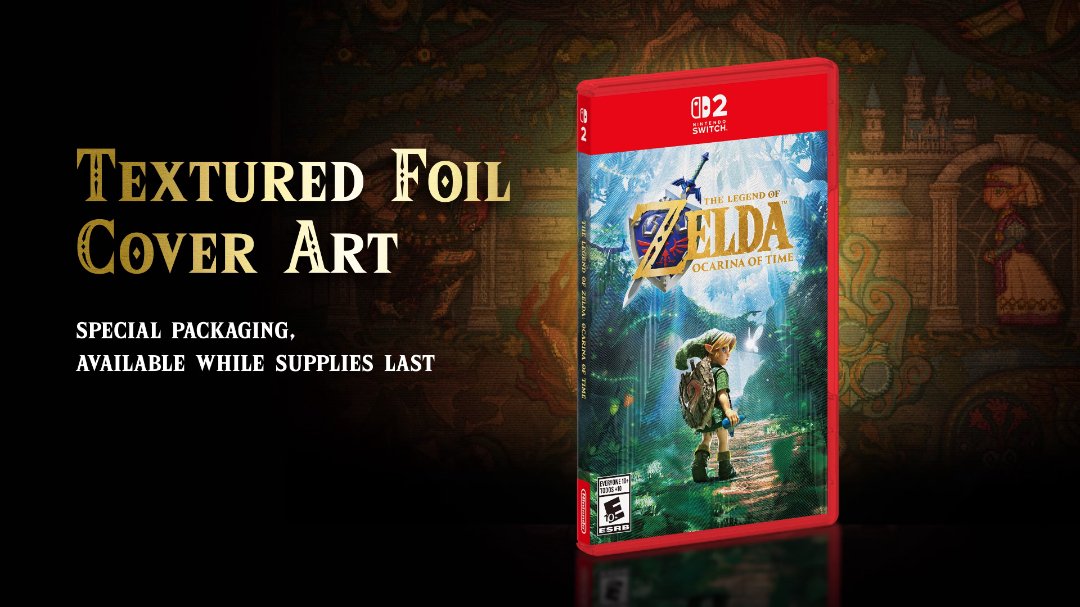 Ocarina of Time Switch 2 textured foil cover packaging